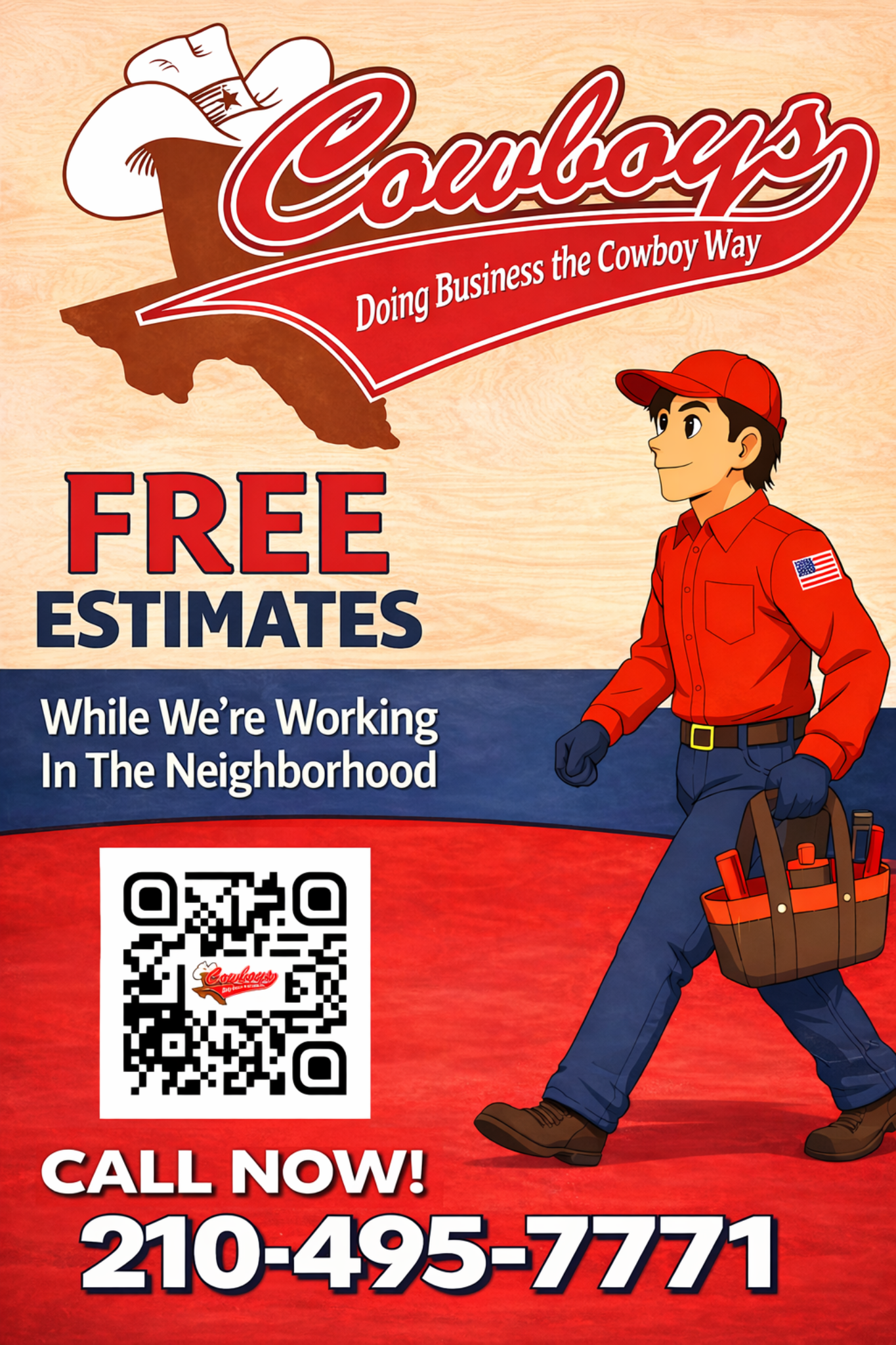 Cowboys Air Conditioning yard sign offering free estimates