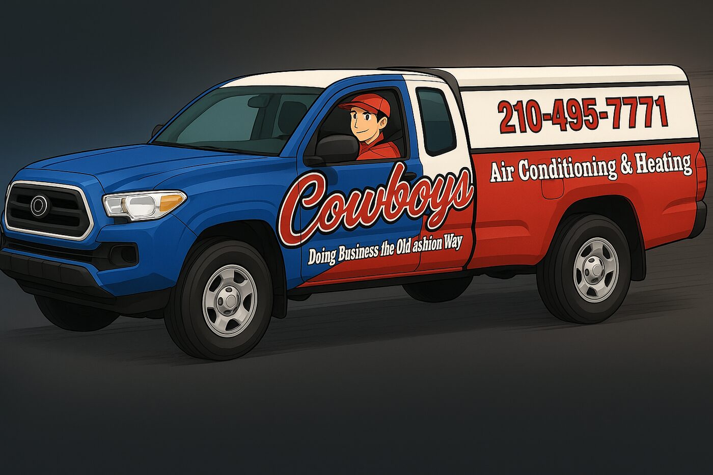 Cowboy's AC truck and technician