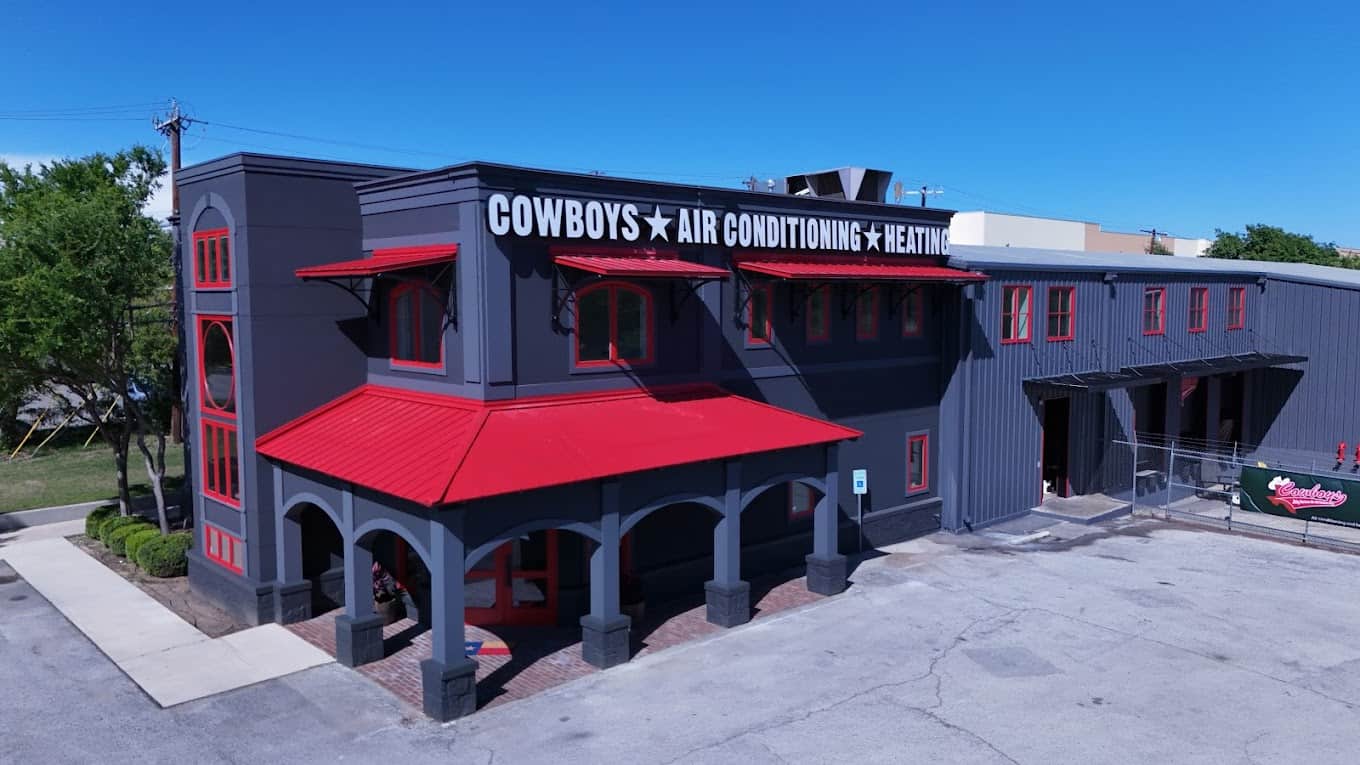 The Cowboy's Air Conditioning & Heating building on Blanco Road from above