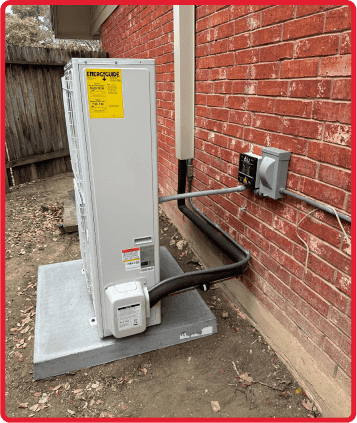 A new outdoor unit set on a level pad