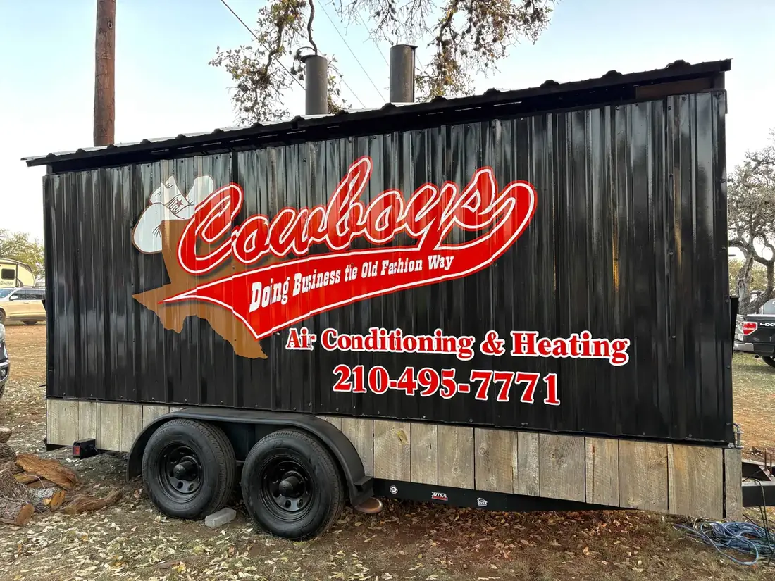 The Cowboy's branded smoker trailer